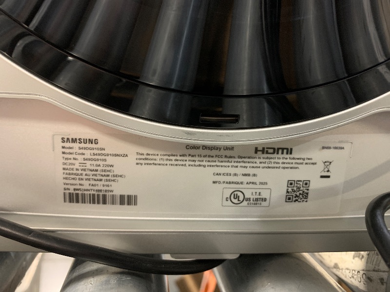 Photo 1 of *****BIG SCRATCH ON MONITOR SEE PHOTOS*******Samsung 49" Odyssey OLED G9 (G91SD) Dual QHD QD-OLED G-Sync Compatible Curved Gaming Monitor, 144Hz, 0.03ms, AMD FreeSync Premium Pro, Ergonomic Stand, 3 Year Warranty, LS49DG910SNXZA, 2024