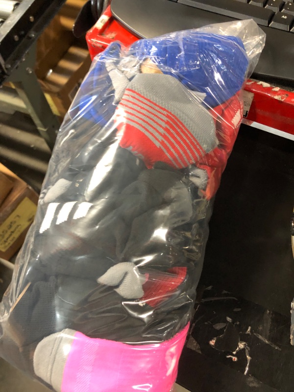 Photo 1 of mixed items adidas Womens 3-Stripe High Quarter Socks (3-Pair) with arch compression for a secure fit