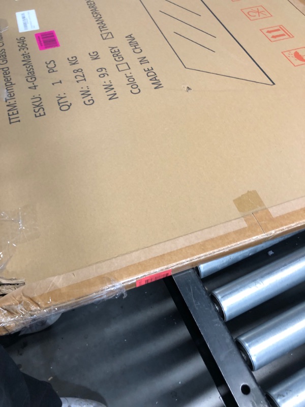 Photo 1 of [Tempered Glass] 36" x 46" Glass Chair Mat, Heavy Duty Hard Floor Mat with Round Corner and Polished Edge, Office Chair Mat for Carpet Office Home Hardwood Floor Desk