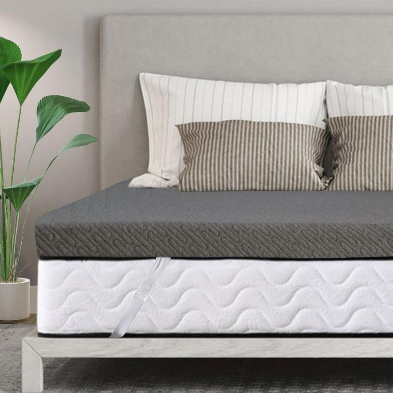 Photo 1 of ***STOCK PHOTO AND DESCRIPTION FOR REFERENCE ONLY***
VALUXE 3 Inch Gel Memory Foam Mattress Topper Twin Size High Density Cooling Pad Pressure Relief Bed Topper Grey (with Removable & Washable Bamboo Cover)