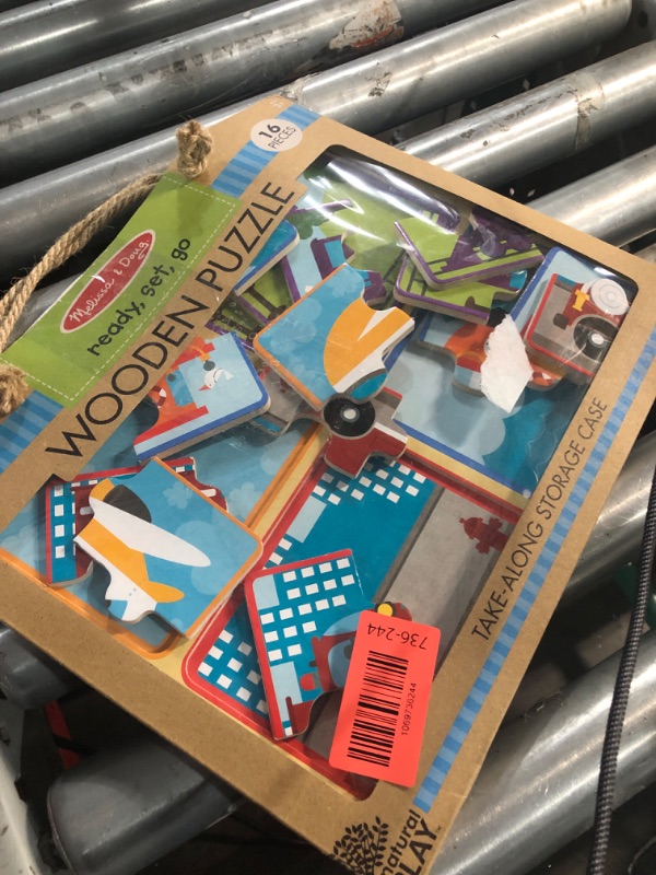 Photo 1 of ***MISSING PARTS***
Melissa & Doug Natural Play Wooden Puzzle: Ready, Set, Go (Four 4-Piece Vehicle Puzzles)