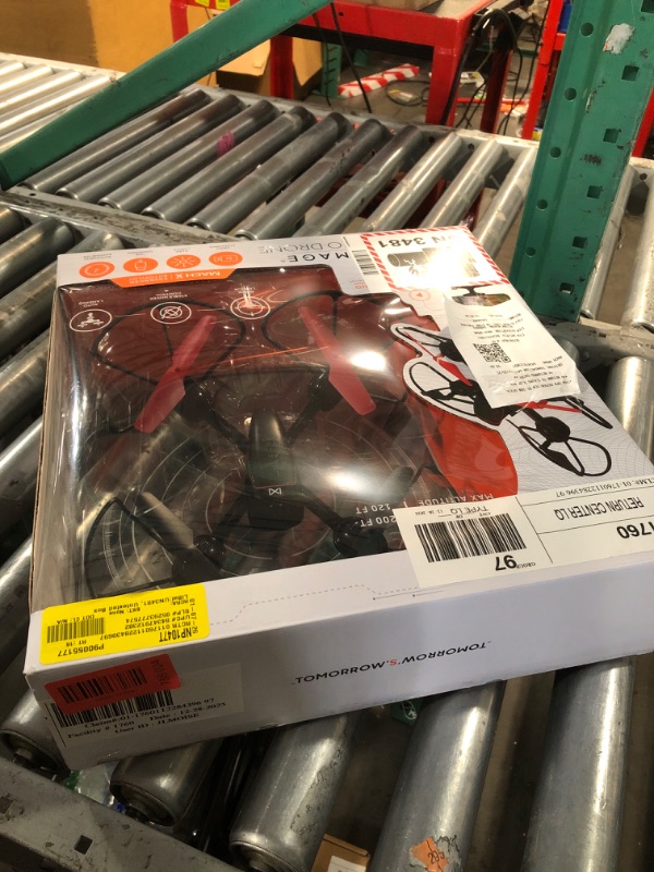 Photo 1 of (MISSING CHARGER) Sharper Image 10” Mach X Long Range Drone with Streaming Camera, LED Lights, 2.4 GHz, Auto-Orientation, Assisted Landing and Gyro Stabilization Control, Capture Panoramic Videos, Rechargeable Battery