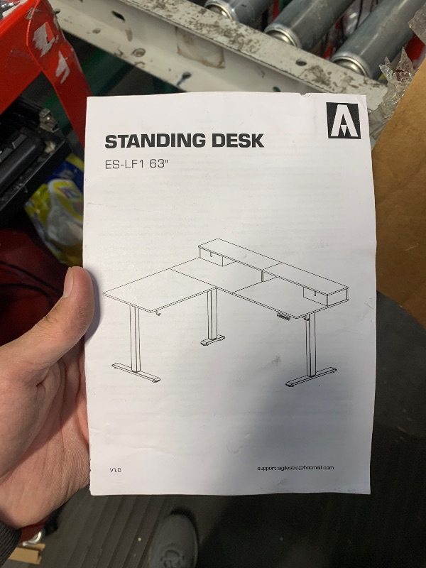 Photo 1 of (used)(unknown if complete) Agilestic L Shaped Electric Standing Desk with 2 Drawers, 63 Inch Ergonomic Adjustable Height Desk with Storage