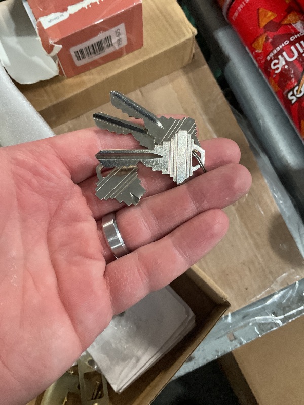 Photo 1 of **key broken in lock***Cielsa Dawn Gold Heavy Duty Privacy Lever Door Handle and Single Cylinder Deadbolt Lock and Key Combo Pack - Locking Lever Set for Left or Right-Handed Doors - Exterior Door Levers - Satin Brass