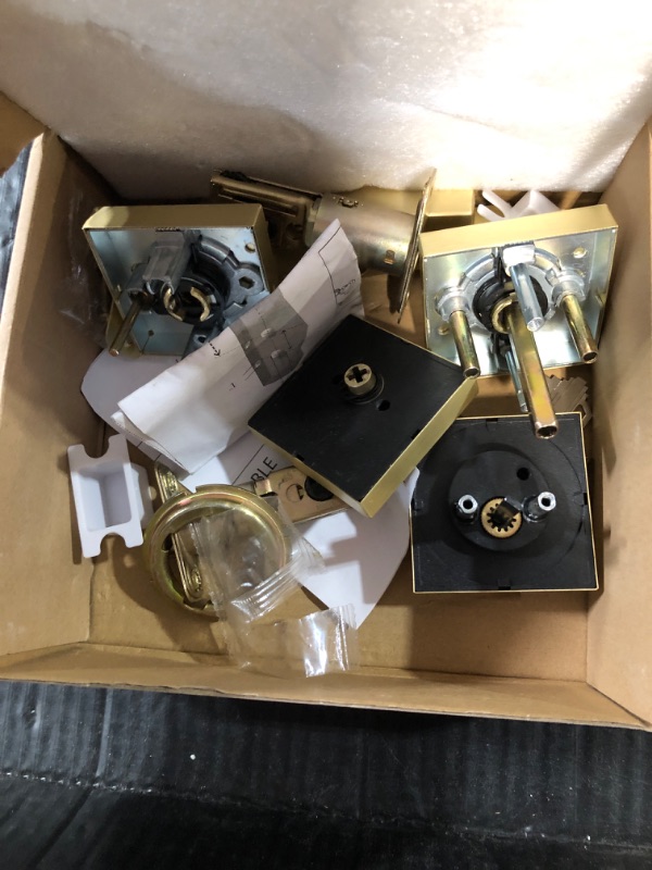 Photo 1 of **key broken in lock***Cielsa Dawn Gold Heavy Duty Privacy Lever Door Handle and Single Cylinder Deadbolt Lock and Key Combo Pack - Locking Lever Set for Left or Right-Handed Doors - Exterior Door Levers - Satin Brass