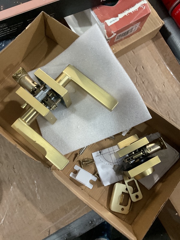 Photo 1 of **key broken in lock***Cielsa Dawn Gold Heavy Duty Privacy Lever Door Handle and Single Cylinder Deadbolt Lock and Key Combo Pack - Locking Lever Set for Left or Right-Handed Doors - Exterior Door Levers - Satin Brass