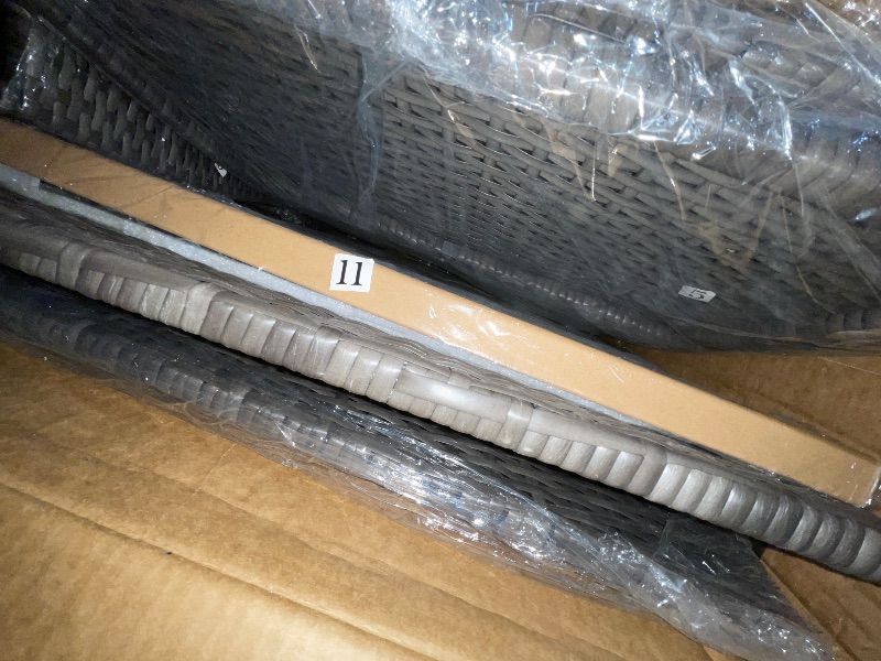 Photo 1 of *PARTIAL SET* Wisteria Lane 4 Piece Patio Furniture Set, Wicker Outdoor Patio Conversation Furniture Set, All Weather Outdoor Patio Sofa with Cushion and Glass Table, Grey