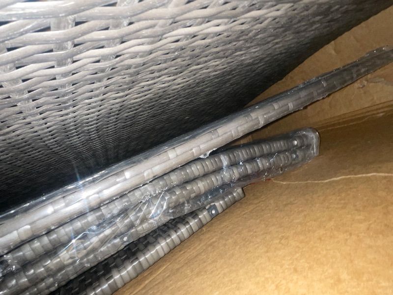 Photo 1 of *PARTIAL SET* Wisteria Lane 4 Piece Patio Furniture Set, Wicker Outdoor Patio Conversation Furniture Set, All Weather Outdoor Patio Sofa with Cushion and Glass Table, Grey