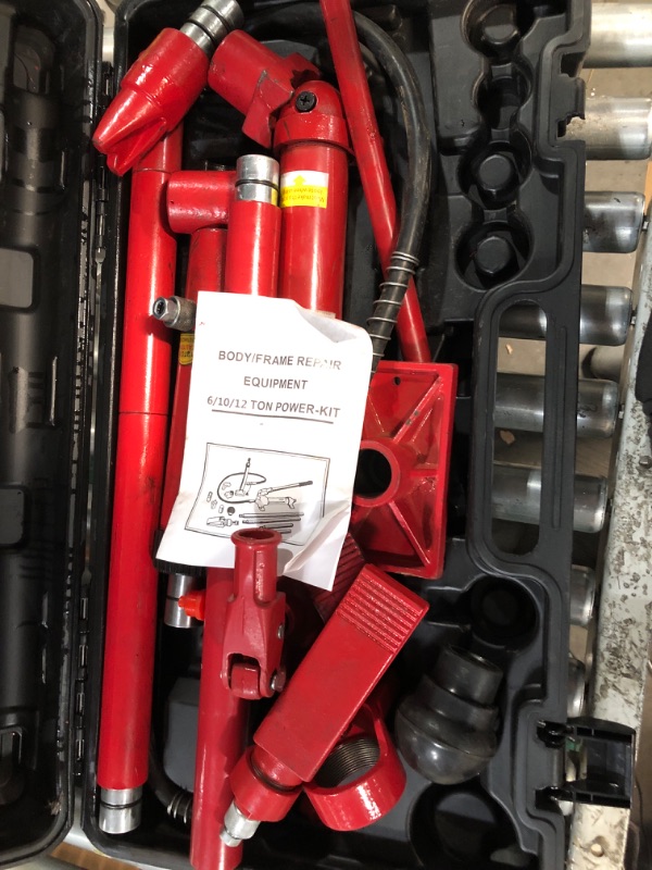 Photo 1 of ?***DAMAGED - SEE NOTES/PICTURES***12-Ton Heavy Duty Porta Power Hydraulic Jack Kit, Professional Hydraulic Ram Pump System with 55-Inch/1.4m Oil Hose, Portable Storage Case for Trucks, Tractors, Auto Repair