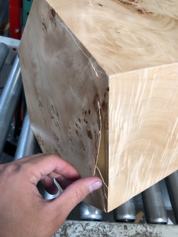 Photo 1 of ***DAMAGED - SEE NOTES/PICTURES***Kate and Laurel Berkett Hexagon Burlwood Side Table, 14 x 12 x 19, Natural Wood, Transitional End Table for Use as Burlwood Nightstand, Living Room Pedestal Table, or Bedroom Vanity Stool