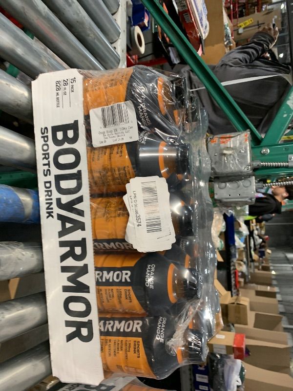 Photo 1 of (BESTBEFORE 12/9/25 

BODYARMOR Sports Drink, Orange Mango, Electrolyte Drink Hydration, 28 Fl Oz Bottles (15 Pack), Flavored Coconut Water with B Vitamins & Antioxidants