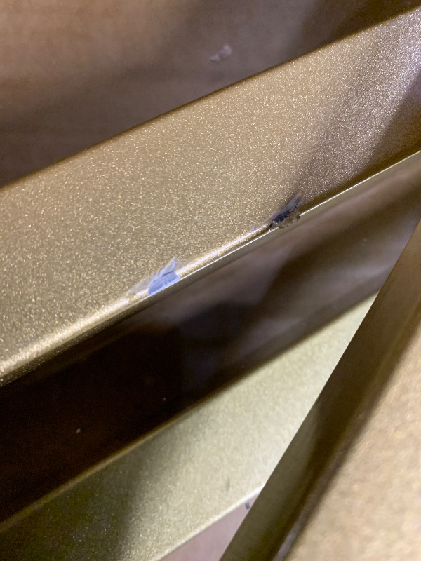 Photo 1 of ***DAMAGED - SEE NOTES/PICTURES***Martha Stewart Eli Home Office Desk with Glass Top and Steel Frame, Polished Brass