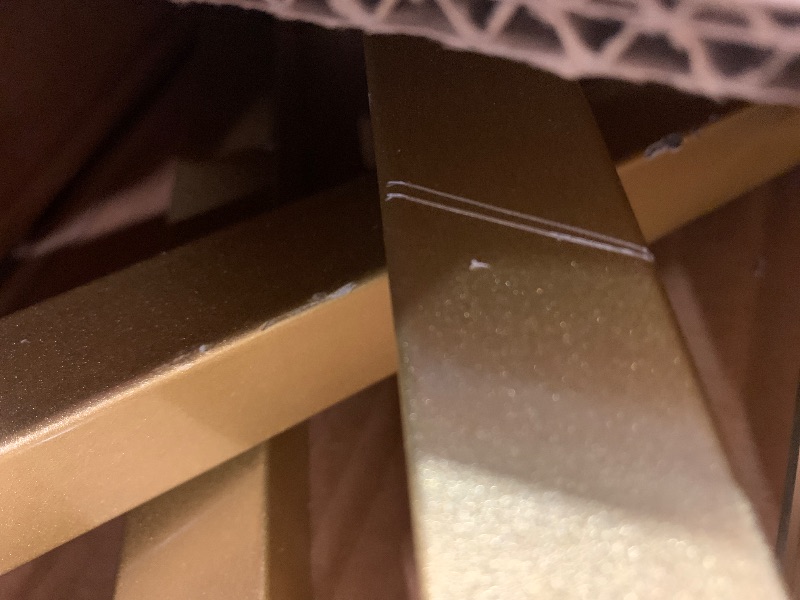 Photo 1 of ***DAMAGED - SEE NOTES/PICTURES***Martha Stewart Eli Home Office Desk with Glass Top and Steel Frame, Polished Brass