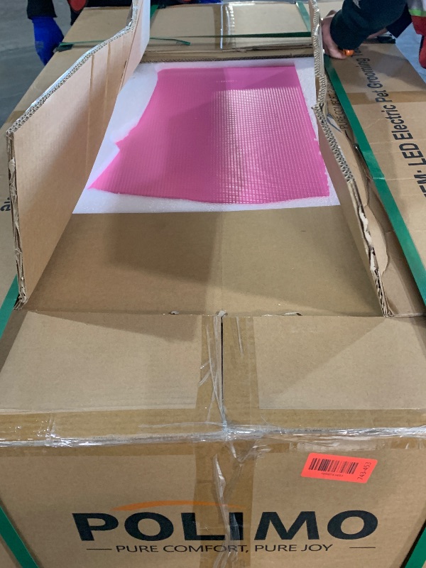 Photo 1 of ***FACTORY SEALED***(open for inspection) POLIMO LED Professional Electric Dog Grooming Table - 50" Heavy Duty Dog Grooming Station with LED, Button & Foot Control, Leveling Wheels, Grooming Arm, Anti-Slip Top & Tool Organizer (50", Pink)