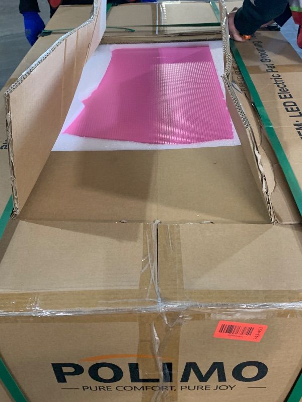 Photo 1 of ***FACTORY SEALED***(open for inspection)POLIMO LED Professional Electric Dog Grooming Table - 50" Heavy Duty Dog Grooming Station with LED, Button & Foot Control, Leveling Wheels, Grooming Arm, Anti-Slip Top & Tool Organizer (50", Pink)