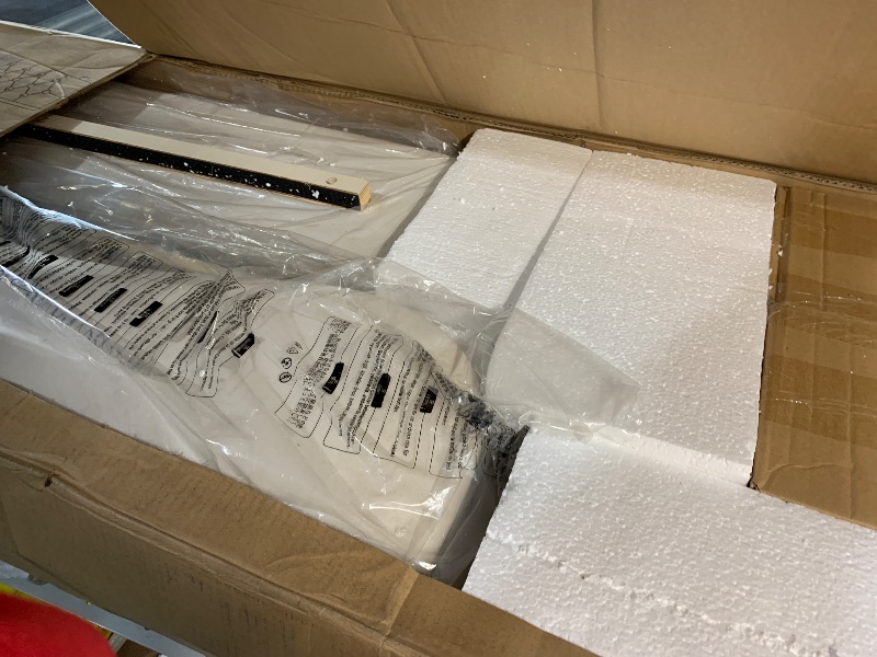 Photo 1 of ***DAMAGED - SEE NOTES/PICTURES***VASAGLE King Bed Frame with Tall Headboard, Upholstered Platform Bed Frame King Size, with Wingback Tufted Headboard and Footboard, Wooden Slats, No Box Spring Needed, Cappuccino Beige URMB884W01