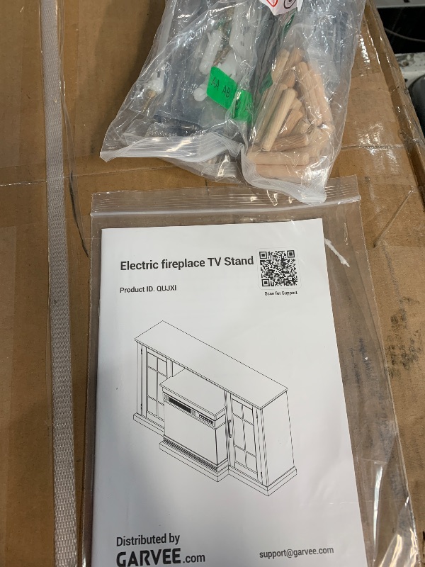 Photo 1 of ***DAMAGED - SEE NOTES/PICTURES***24" 3 Sided Glass Electric Fireplace & 59" TV Stand, 12 Colors LED Lights Flame, 750W/1500W, Tv Stand with Fireplace