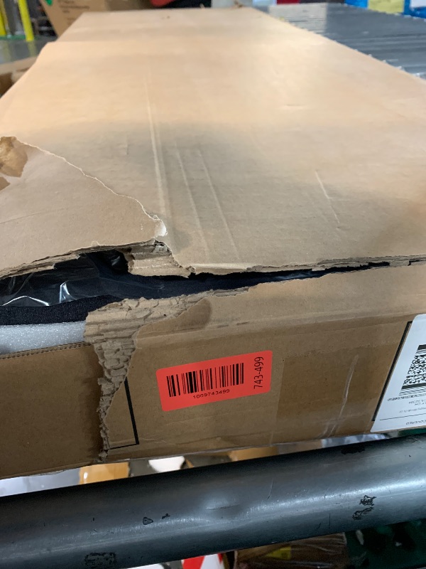 Photo 1 of ***DAMAGED - SEE NOTES/PICTURES***IOILORI Queen Size Bed Frame, Queen Size Platform Bed Frame with Headboard, Upholstered Headboard, Sturdy Wooden Slats, Noiseless No Box Spring Required, Easy to Assemble, Black