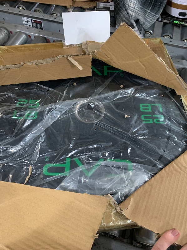 View 2 of ** ONE PACK, NOT A SET***
CAP Barbell Economy Olympic Bumper Plate Set with Green Logo, Black, 25 lb Pair