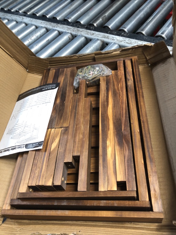 Photo 1 of ***DAMAGED - SEE NOTES/PICTURES***  COOGOU 3 Tiered Small Plant Stands Shelf Indoor Outdoor,Wood Flower Pot Stand Holders Rack,Freestanding Corner Ladder Shelves for Plants Succulent Cactus,on Patio,Desktop,Window