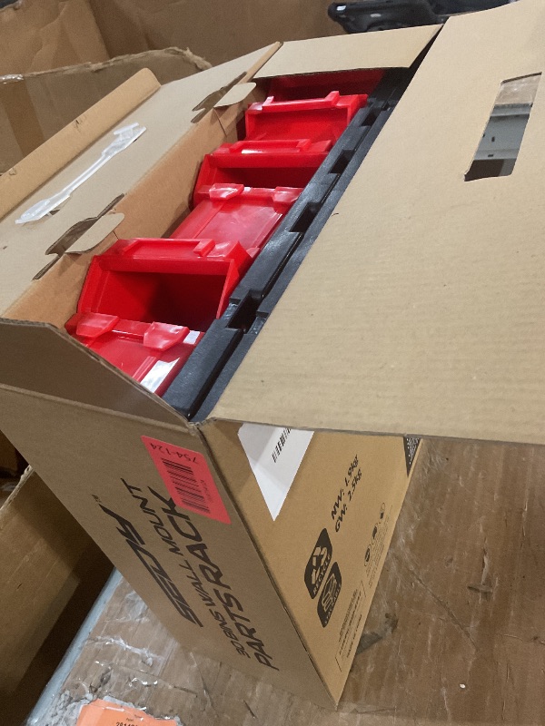 Photo 1 of (MISSING 6 BINS) SEDY 30-Bin Wall-Mounted Storage Rack System - Heavy-Duty Garage Tool Organizer for Screws, Nuts, Bolts, Nails, Beads, and Small Hardware Parts - Easy Installation and Customizable