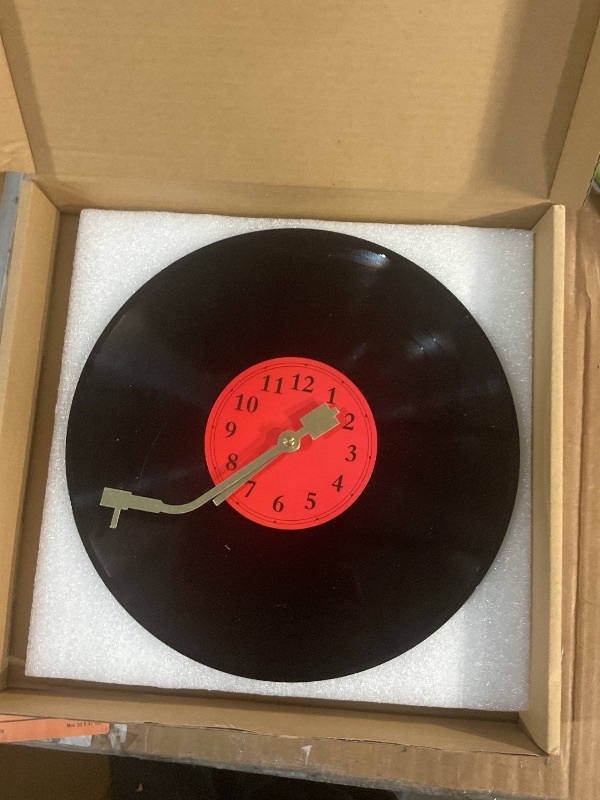 Photo 1 of (SEE NOTES) Leptetek 12" Vinyl Records Wall Decor, Vinyl Record Wall Clock, Unique Wall Clocks with Battery Operated (Battery Not Included) Music Decor and Room Decor