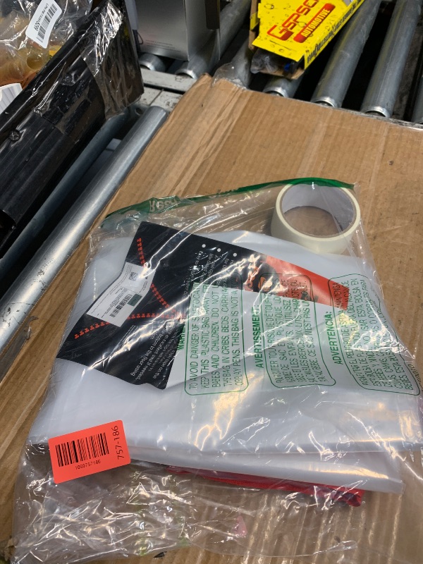 Photo 1 of (2-Pack) 4 ft x 7 ft Plastic Zipper Door Dust Protector (Red Zippers) - Heavy-Duty Plastic Sheeting with Zipper Door Dust Protection - Easy to Install and Remove - Includes 3 cm x 10 m Gaffer Tape