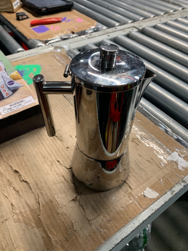 Photo 1 of ***(HEAVILY USED/ MINOR DAMAGE)***Easyworkz Diego Stovetop Espresso Maker Stainless Steel Italian Coffee Machine Maker 6Cup 10 oz Moka Pot Induction Espresso Pot