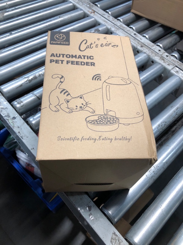 Photo 1 of ***(HEAVILY USED/ MINOR DAMAGE)***PAPIFEED Automatic Cat Feeder, 2.4G WiFi Auto Cat Food Dispenser with App Control, 3L Auto Pet Feeder with Dual Power Supply, Detachable for Easy Clean for Cats and Small Dogs, Grey