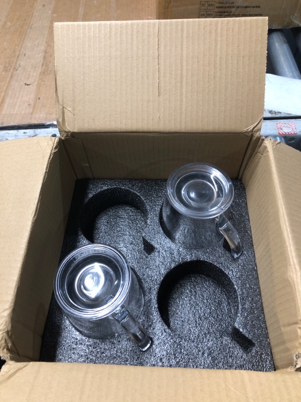 Photo 1 of (missing one) Mfacoy Glass Coffee Mugs Set of 4, Clear Large Coffee Mug 15 Oz With Handles for Hot Beverages, Clear Mugs for Tea