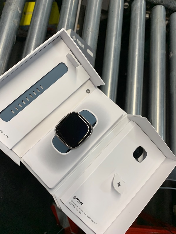 Photo 1 of ***(PARTS ONLY/ NON FUNCTIONAL)***Fitbit Versa 4 Fitness Smartwatch with Daily Readiness, GPS, 24/7 Heart Rate, 40+ Exercise Modes, Sleep Tracking and more, Waterfall Blue/Platinum, One Size (S & L Bands Included)