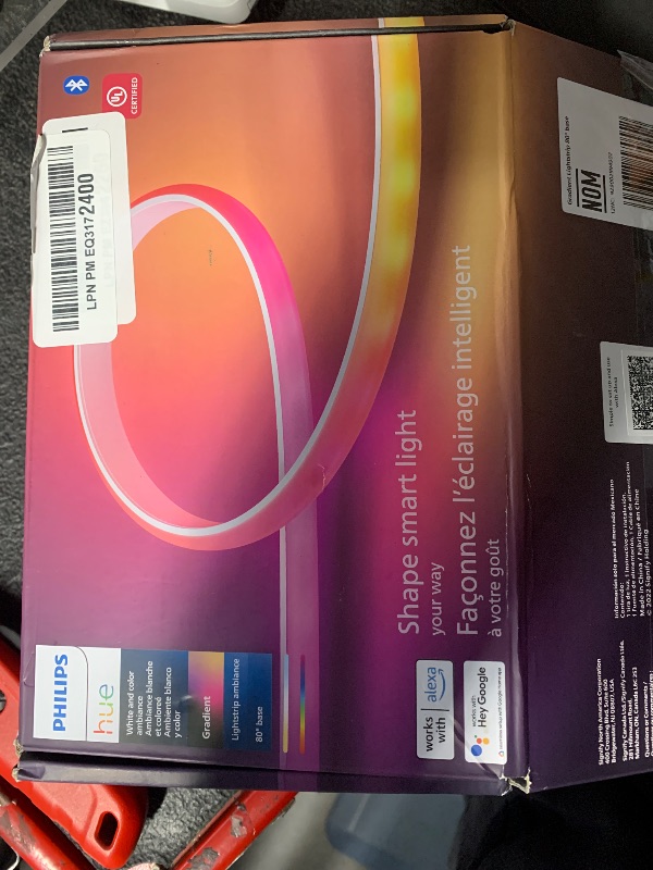Photo 1 of ***(PARTS ONLY// NON FUNCTIONAL)***Philips Hue Indoor 6-Foot Smart LED Light Strip Base Kit with Plug - Flowing Multicolor Effect - 1 Pack - Control with Hue App - Works with Alexa, Google Assistant and Apple HomeKit
