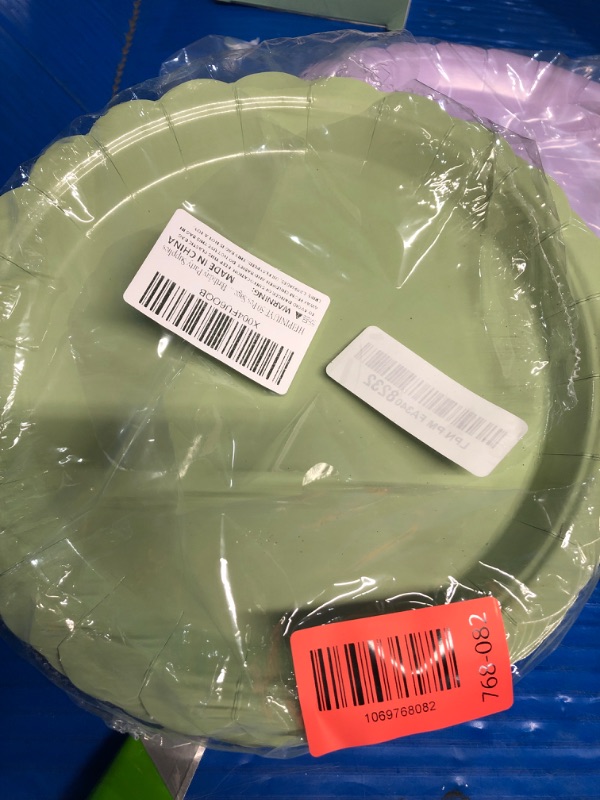 Photo 1 of (incomplete) HEIPINIUYE 50 Pieces Sage Green Paper Plates 9 Inch Sage Scalloped Plates Disposable Dinner Plates for Wedding Baby Shower Birthday Party Dessert Plates