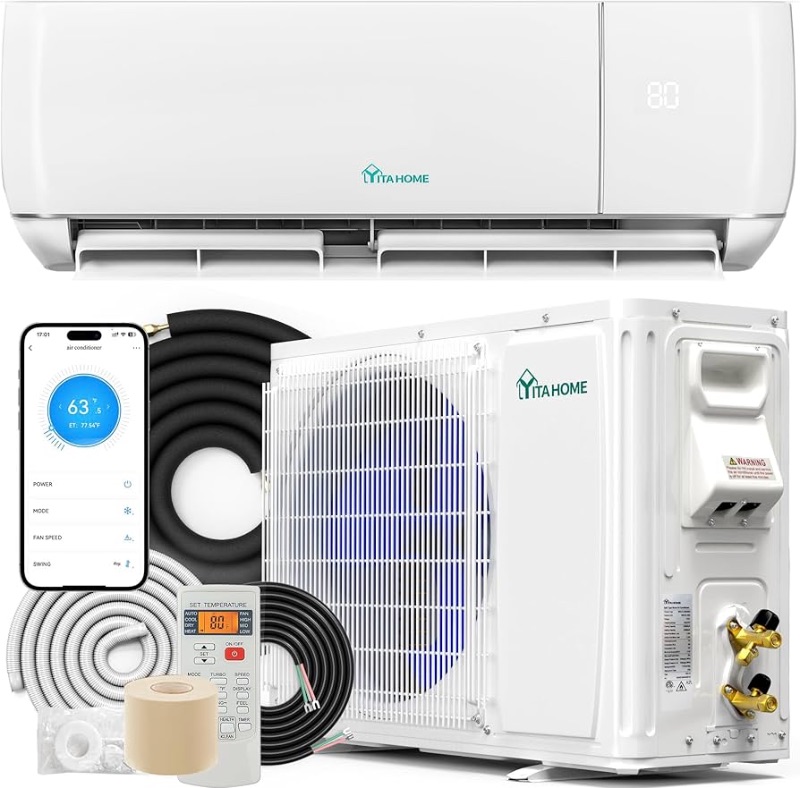 Photo 1 of ***PARTIAL SET-- PRICE ADJUSTED*** YITAHOME 12000 BTU Mini Split Air Conditioner Heat Pump System, Wifi Enabled 20 SEER2 115V Inverter Ductless AC Cool Up to 750 Sq. Ft, Compatible with Alexa, Complete Installation Kit, White