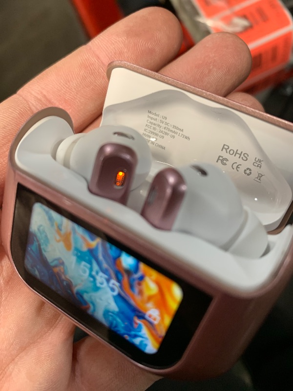 Photo 2 of Wireless Earbuds, Bluetooth 5.4 Ear Buds with Multifunctional Touch Screen, 48H Bass Stereo Headphones with ANC/ENC Noise Cancelling/Transparency Mode, IPX7 Earphones with 5 EQ Modes, Rose