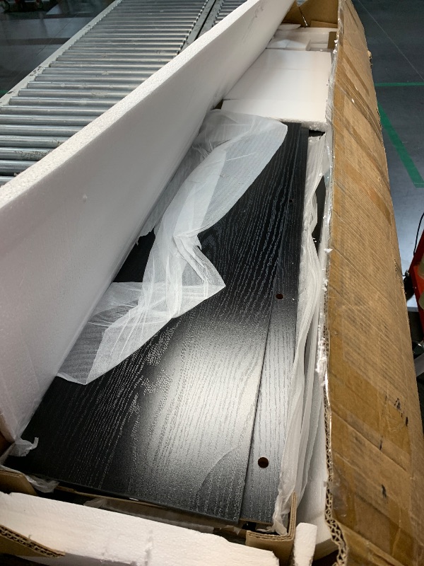 Photo 1 of ***TRUCK/TRAILER PICKUP ONLY*** LITTLE TREE 63" Entryway Table, Modern Black Wooden Console Table with Trapezoidal Base for Living Room, Entrance, Hallway, Foyer, Behind The Couch