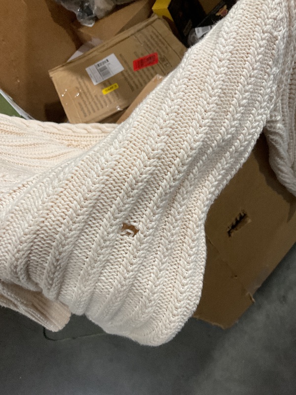 Photo 1 of **ITEM HAS SMALL HOLE**
Trendy Queen Women Oversized Sweaters 2025 Fall Fashion Outfits Cable Knit Cozy Crewneck Cotton Pullover Cute Chunky Long Tunic Ladies Top Old Money Clothes Winter Clothing Cream S