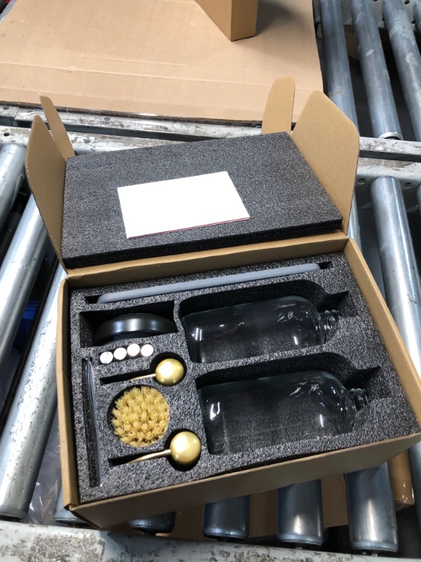 Photo 1 of [Luxury] Kitchen Soap Dispenser Set - 16OZ Clear Glass Bottle, Stainless Steel Pump, Instant Dry Tray, Waterproof Labels, Non-Slip Silicone Pad, and Dish Brush | Upgrade for Your Kitchen and Bathroom