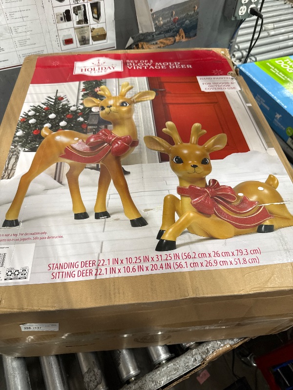Photo 1 of  Holiday Time Set of 2 Blow Mold Vintage Deer 