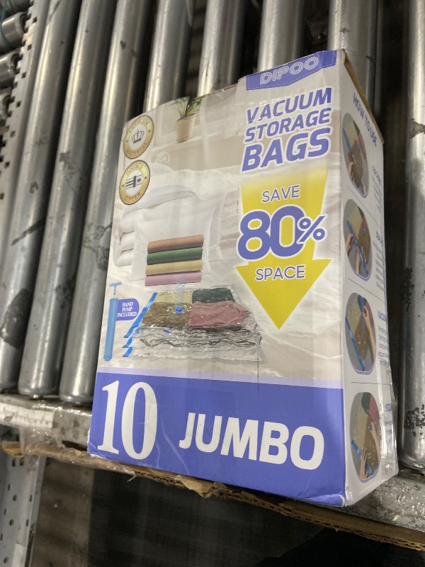 Photo 1 of 10 Pack Jumbo Vacuum Storage Bags with Hand Pump, 80% Storage Space Saving, Sturdy Leak-Free Space Saver Vacuum Seal Bags for Clothing, Vacuum Compression Bags for Travel Lugggage Blankets Comforters