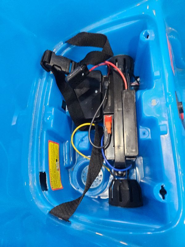 Photo 1 of *** PARTS ONLY *** Flybar 6V Glow Bumper Car Ride On Toy - Indoor/Outdoor Toys, Toddler Toys, Bumper Cars, Kids Electric Car, w/ 360° Spins, Multi-Color LED Lights, Max Weight of 100lbs, Age 4-9yrs, Blue ** missing seat cover and charger **