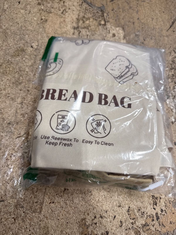 Photo 1 of 2 Pack Reusable Beeswax Bread Bags?Cotton, Zip?XL 17x13 Inch Bees Wax Bread Bag for Homemade Bread Sourdough?Christmas Gift for Mom