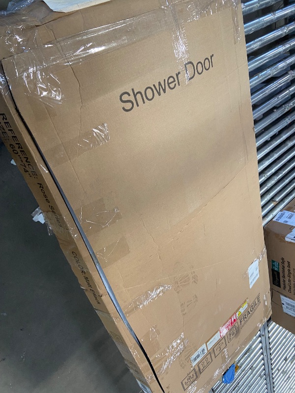 Photo 1 of ** FOR PARTS ONLY ** 
Mybos 74 * 60" Shower Door, Frameless Sliding Shower Door, Shower Glass Door with 5/16" (8mm) Clear SGCC Tempered Glass, Explosion-Proof Film, Stainless Steel Hardware Matte Black