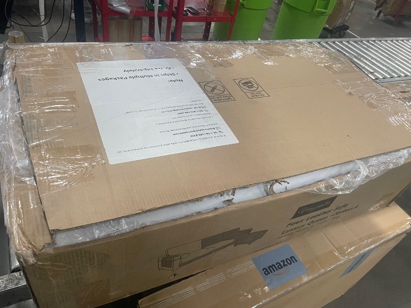 Photo 1 of **partial set/missing box 2 out of 2!!
Vesgantti 100" Faux Leather Couch with Movable Ottoman, 3 Seater L Shaped PU Leather Sofa with Side Pocket, Comfy Mid Century Modern Modular Sectional Couch for Living Room, Apartment, Camel
