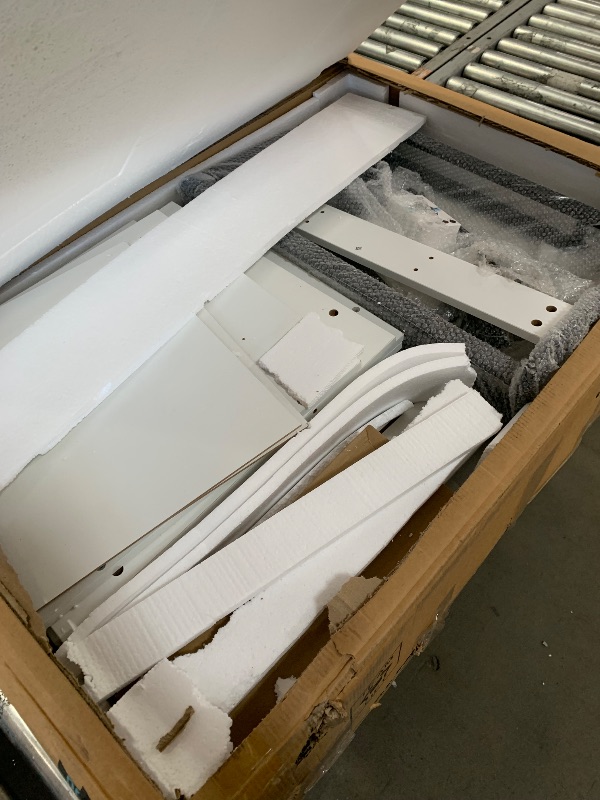 Photo 1 of *** PARTS ONLY *** Large Vanity Desk with 3 Color Touch Screen Dimming Mirror, Vanity Desk with Charging Station, Modern Retractable Makeup Dressing Table, Vanity Table With storage shelves and 5 Sliding Drawers, White