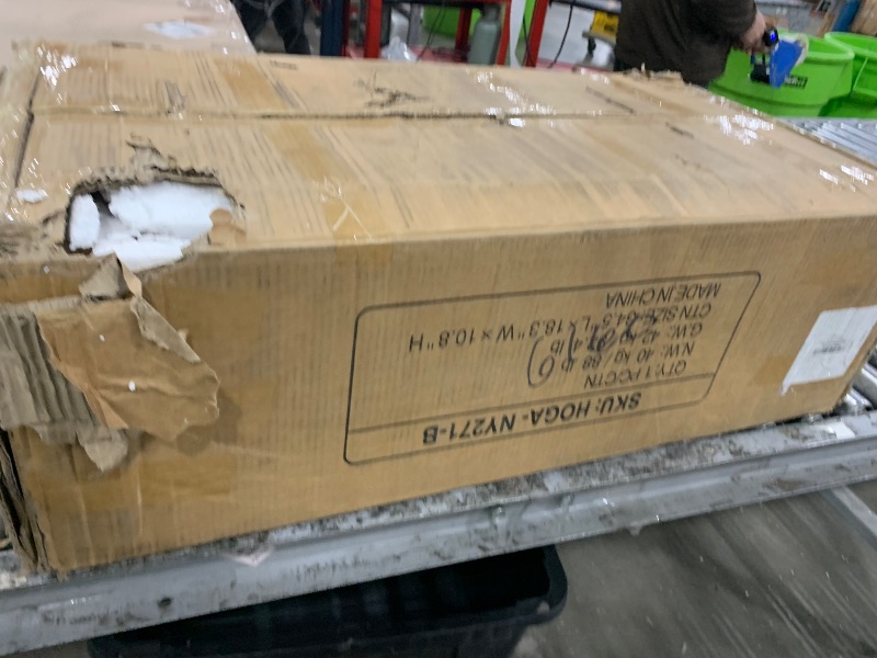 Photo 1 of **NOT COMPLETE** Tribesigns 85.8-Inch L-Shaped Executive Desk with File Drawers, Door Cabinet & Shelves, Extra Large Commercial Office Desk, Modern Professional Office Table, White & Brown Business Furniture