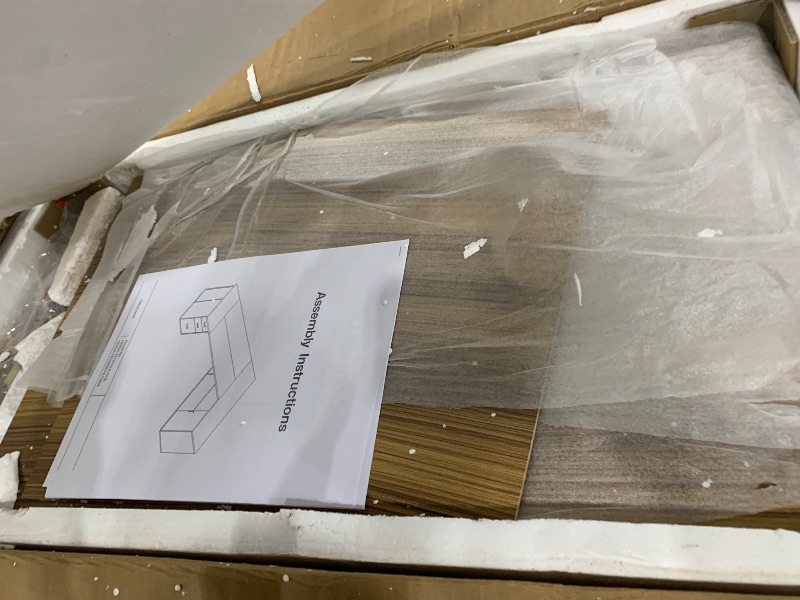 Photo 1 of **NOT COMPLETE** Tribesigns 85.8-Inch L-Shaped Executive Desk with File Drawers, Door Cabinet & Shelves, Extra Large Commercial Office Desk, Modern Professional Office Table, White & Brown Business Furniture