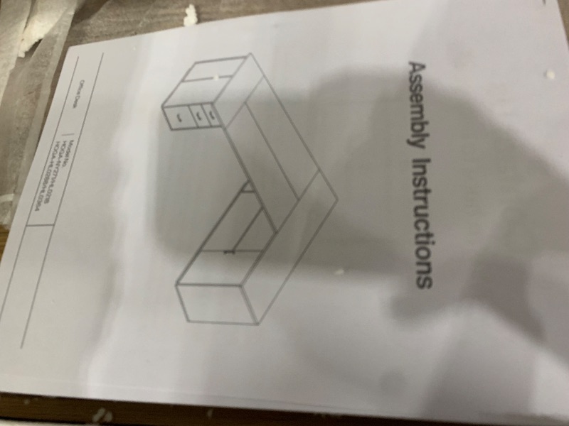 Photo 1 of **NOT COMPLETE** Tribesigns 85.8-Inch L-Shaped Executive Desk with File Drawers, Door Cabinet & Shelves, Extra Large Commercial Office Desk, Modern Professional Office Table, White & Brown Business Furniture