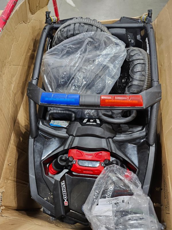 Photo 1 of ***************FOR PARTS ONLY- MISSING PARTS AND BATTERY****************
GarveeLife 24V Ride on Toys, 2-Seater UTV, 4WD 300W Motors Powerful Electric Vehicle w/Remote Control, 4 Shock Absorbers, Leather Seats, Music and Lights, Electric Car for Kids, Blac