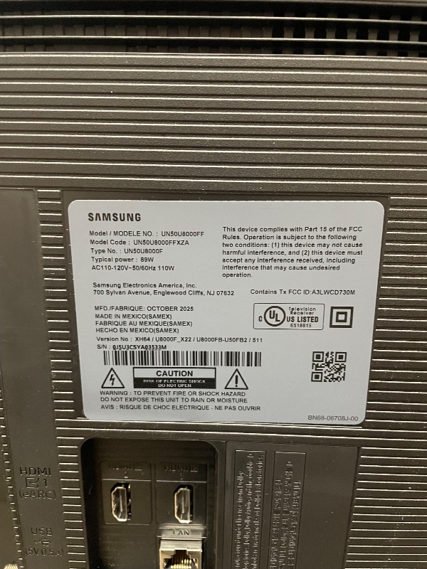 Photo 1 of ***BROKEN,FINAL SAALE ****Samsung 50-Inch Class Crystal UHD U8000F 4K Smart TV (2025 Model) Endless Free Content, Crystal Processor 4K, MetalStream Design, Knox Security, Alexa Built-in